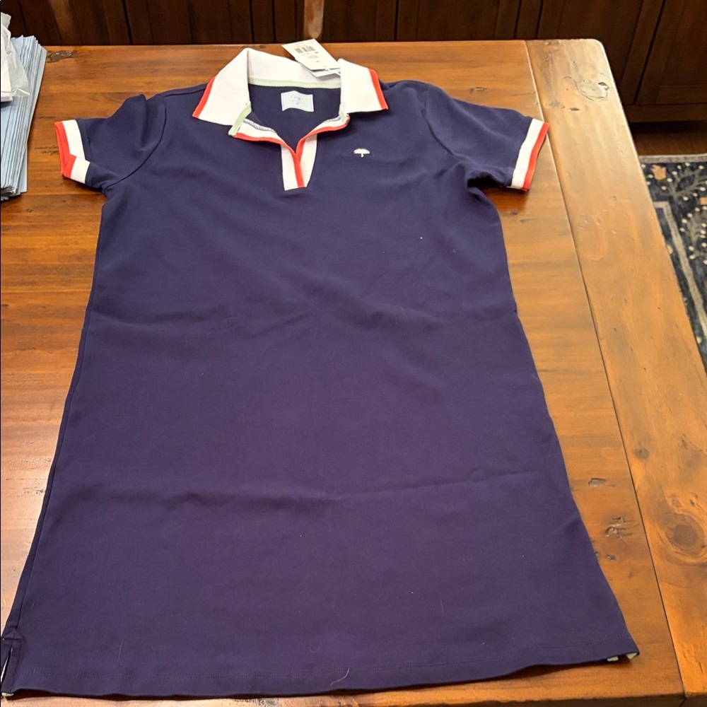 Crown & Ivy x Sewing Down South Navy Dress with Red and White Trim